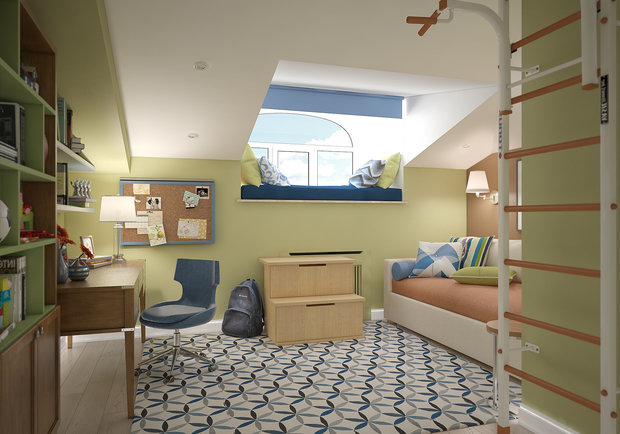 Фотография: Детская в стиле Современный, Квартира, Проект недели, Москва, Студия 3.14, Тимур Абдрахманов, Старый фонд, Мария Легчанова, двухэтажная квартира, Кирпичный дом, 4 и больше, Более 90 метров – фото на INMYROOM