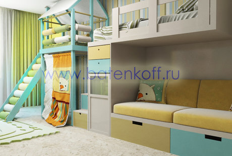 Дизайн проект детской комнаты в квартире в ЖК Кольцо Екатерины от Батенькофф