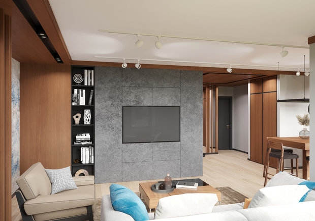 Фото из портфолио Квартира в ЖК Город "Облака из микроцемента и состаренная Медь" – фотографии дизайна интерьеров на INMYROOM