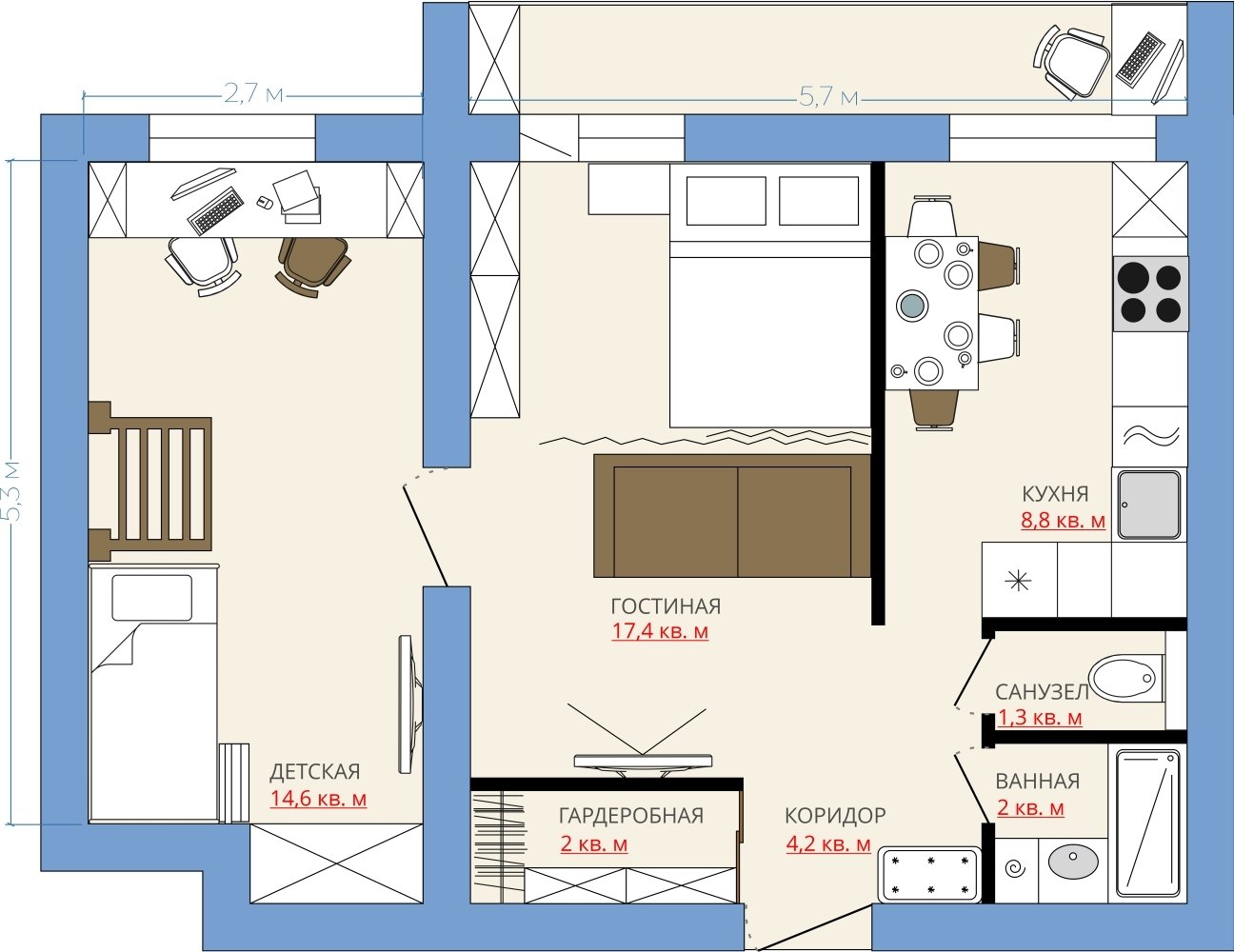 Фотография: Планировки в стиле , Перепланировка, Анастасия Киселева, Максим Джураев, Блочный дом, II-18 – фото на INMYROOM