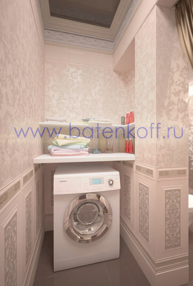 Фото из портфолио Дизайн проект гостевого туалета в классическом стиле на Юмашева от дизайн студии Батенькофф. – фотографии дизайна интерьеров на InMyRoom.ru