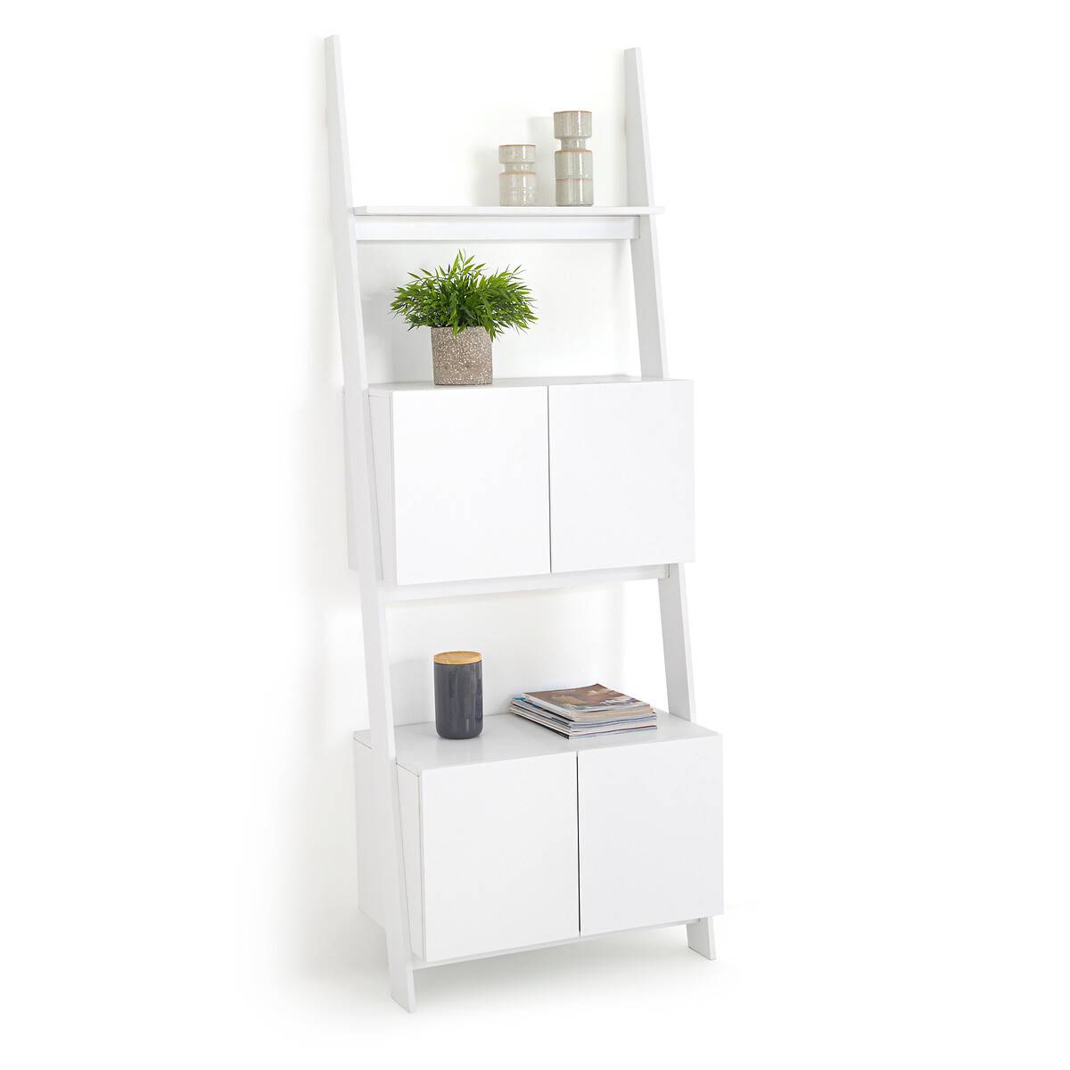 Этажерка-лестница настенная с дверками Domeno белого цвета