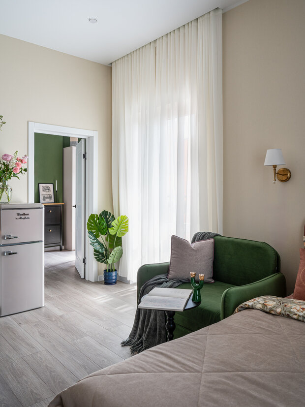 Фотография: Спальня в стиле Современный, Малогабаритная квартира, Квартира, Студия, Дизайн интерьера, Проект дня, Сочи, до 40 метров, Анастасия Дубовскова, дизайн студии, фото интерьера – фото на INMYROOM