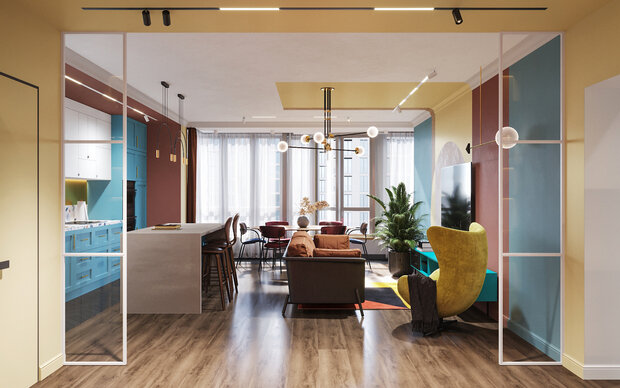 Фотография: Гостиная в стиле Современный, Квартира, Проект недели, Санкт-Петербург, 4 и больше, Более 90 метров, Монолитно-кирпичный, VizDiz, Илона Ореховская – фото на INMYROOM