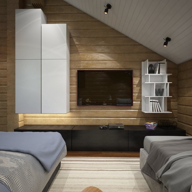 Фотография: Спальня в стиле Скандинавский, Эко, Прованс и Кантри, Дом, Россия, Декор, Мебель и свет, Белый, Бежевый, Серый, Коричневый, Дом и дача, Павел Алексеев, Казань, dom-iz-brusa – фото на INMYROOM