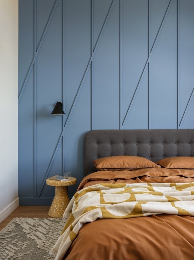 Фотография: Спальня в стиле Современный, Скандинавский, Квартира, Проект недели, Москва, 2 комнаты, 40-60 метров, 60-90 метров, Монолитно-кирпичный, Анастасия Заркуа – фото на INMYROOM