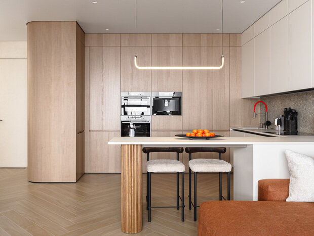 Фотография: Кухня и столовая в стиле Современный, Квартира, Проект дня, Сочи, 2 комнаты, 60-90 метров, современный/минимализм – фото на INMYROOM