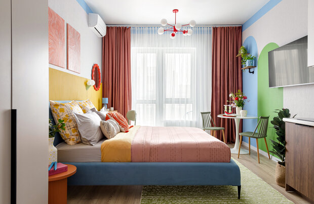 Фотография: Спальня в стиле Современный, Малогабаритная квартира, Квартира, Студия, Проект дня, Сочи, до 40 метров, Анастасия Дубовскова – фото на INMYROOM