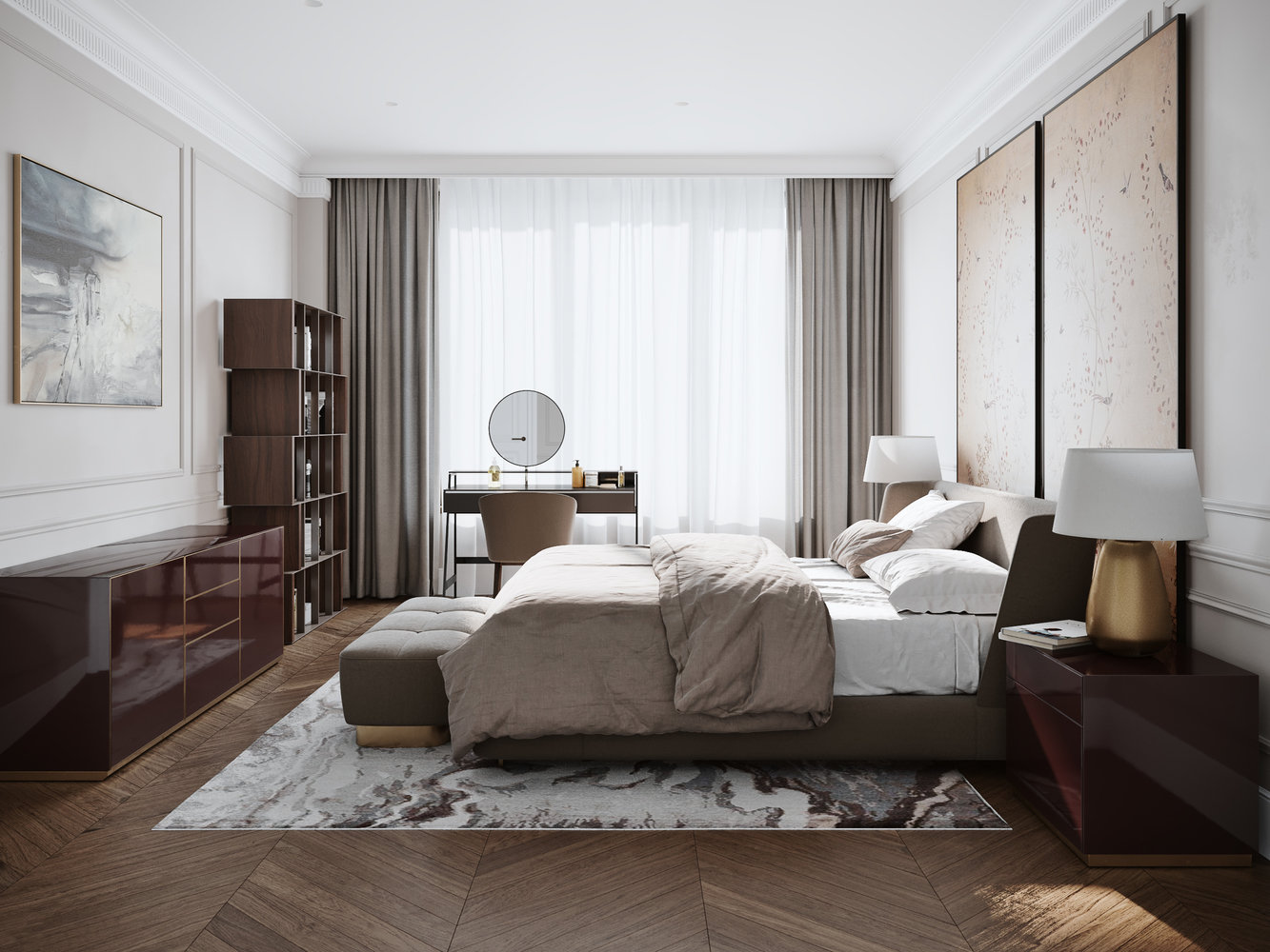 Фотография: Спальня в стиле Современный, Квартира, Проект дня, Москва, Айя Лисова, 4 и больше, Более 90 метров, Эксклюзивные проекты, Aiya Design – фото на INMYROOM