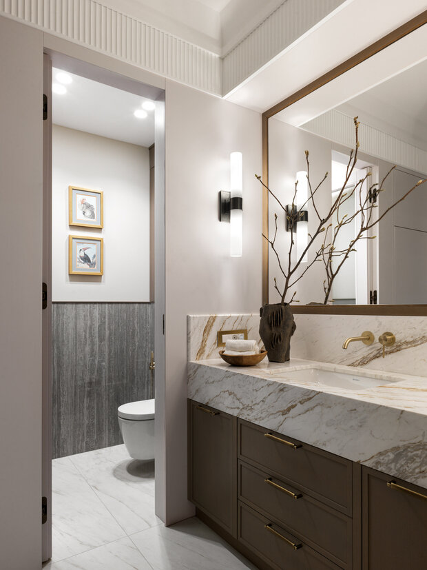 Фотография: Ванная в стиле Классический, Современный, Квартира, Проект дня, Москва, 2 комнаты, 60-90 метров, Эксклюзивные проекты, минимализм с элементами современного дизайна, эклектика: парижский шик, Кирилл Шабанов – фото на INMYROOM