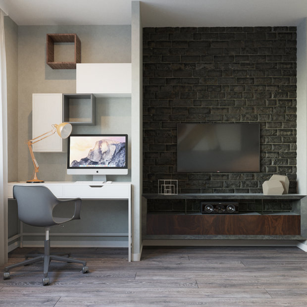 Фото из портфолио квартира для молодого человека 43 м2 в Минске, просп. Держинского – фотографии дизайна интерьеров на INMYROOM