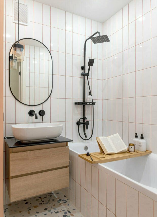 Фотография: Ванная в стиле Скандинавский, Современный, Минимализм, Квартира, Проект недели, Москва, Кирпичный дом, 40-60 метров, II-29, Алина Валиуллина – фото на INMYROOM