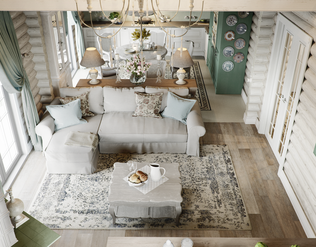 Фотография: Гостиная в стиле Прованс и Кантри, Дом, Проект недели, Подмосковье, Московская область, 4 и больше, Более 90 метров, Новоглаголево, Евгений Жданов, Студия GP Project, Павел Годяев – фото на INMYROOM