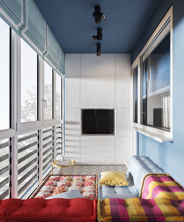 Фотография: Балкон в стиле Современный, Квартира, Проект недели, Московская область, Ольга Розина, 2 комнаты, 60-90 метров, Монолитно-кирпичный – фото на INMYROOM