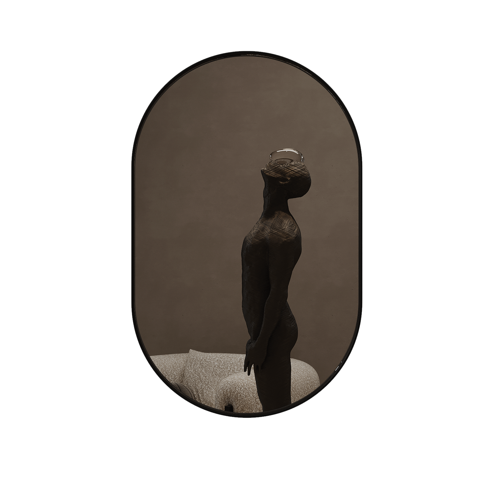 Настенное зеркало Nolvis S в тонкой металлической раме черного цвета