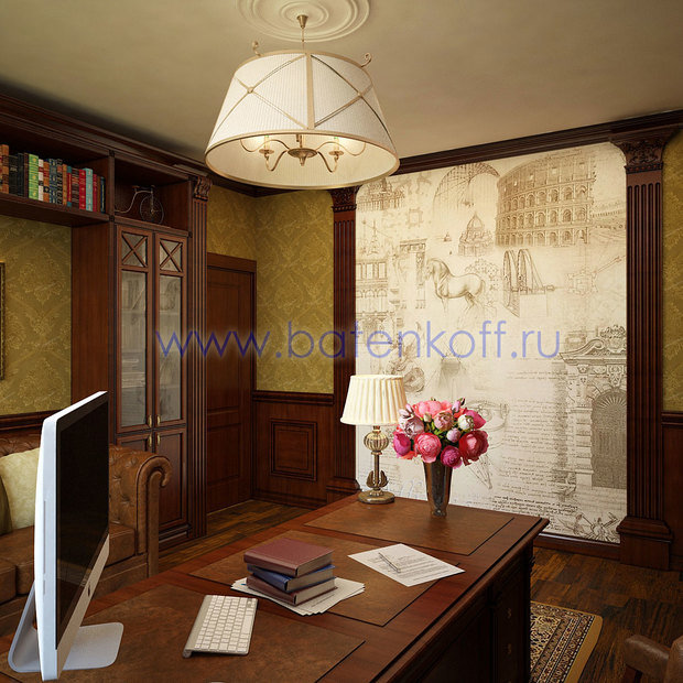 Фото из портфолио Дизайн проект классического кабинета в доме в Сысерти – фотографии дизайна интерьеров на InMyRoom.ru