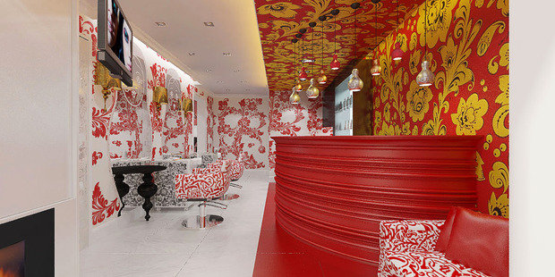 Фото из портфолио Салон красоты в стиле русской хохломы – фотографии дизайна интерьеров на INMYROOM