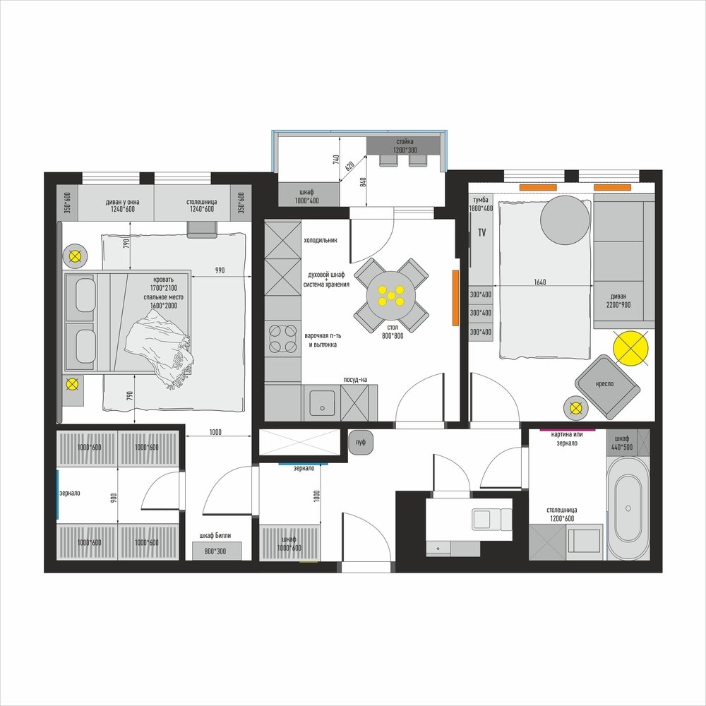 Фотография: Планировки в стиле , Современный, Квартира, Проект недели, Санкт-Петербург, 2 комнаты, 40-60 метров, Юлия Бабинцева, YUHOME design – фото на INMYROOM Фотография: Планировки в стиле , Современный, Квартира, Проект недели, Санкт-Петербург, 2 комнаты, 40-60 метров, Юлия Бабинцева, YUHOME design – фото на INMYROOM