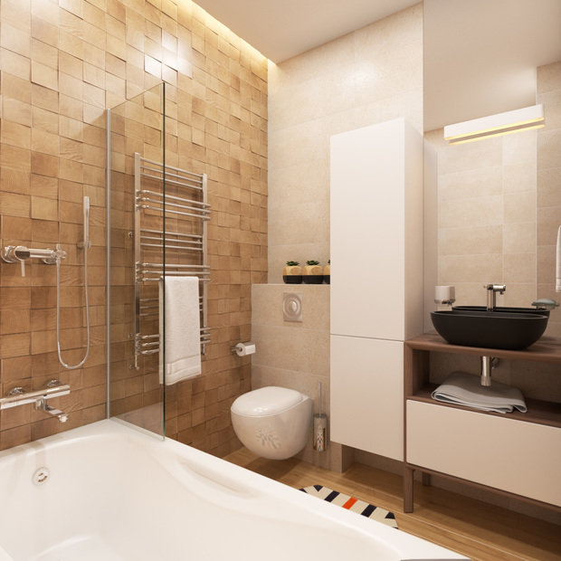 Фотография: Ванная в стиле Эко, Современный, Эклектика, Квартира, Проект недели, Монолитный дом, 3 комнаты, 60-90 метров, Москав, Liberta Interior, Инна Кликина – фото на INMYROOM