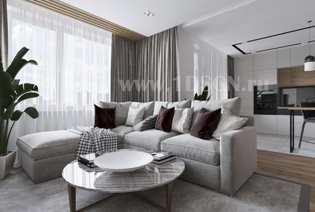 Дизайн интерьера гостиной в ЖК "Золотая звезда" г.Москва