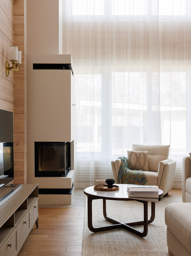 Фотография: Гостиная в стиле Современный, Дом, Проект дня, Санкт-Петербург, Дом и дача, 4 и больше, Более 90 метров, минимализм с элементами скандинавского и нежных пастельных оттенков, Елена Куртина – фото на INMYROOM