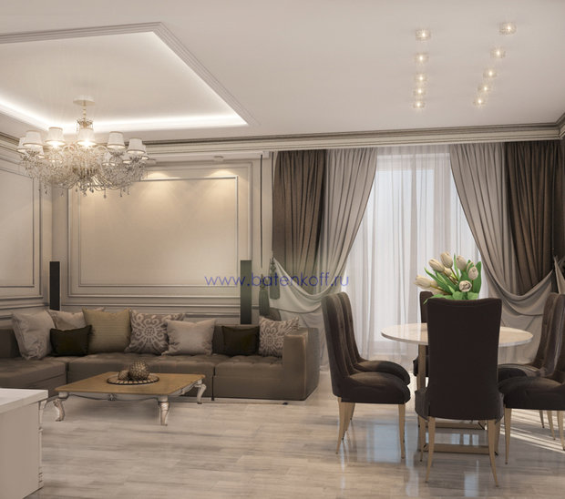 Фото из портфолио Москва. Дизайн гостиной в современной классике от Батенькофф – фотографии дизайна интерьеров на INMYROOM