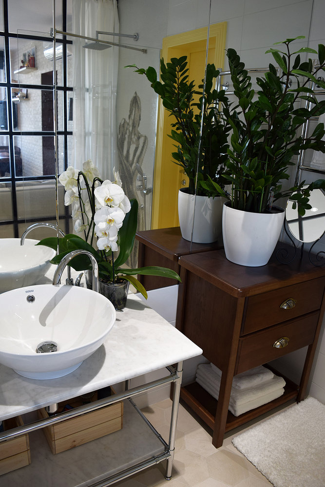 Фотография: Ванная в стиле Современный, Эклектика, Квартира, Проект недели, Москва, Наталия Ливенцова, 2 комнаты, 40-60 метров, Монолитно-кирпичный – фото на INMYROOM