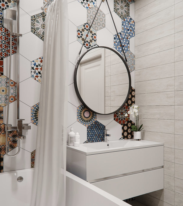 Фотография: Ванная в стиле Скандинавский, Современный, Советы, Гид, отделка стен в ванной, интересная плитка в ванной, плитка в ванной – фото на INMYROOM