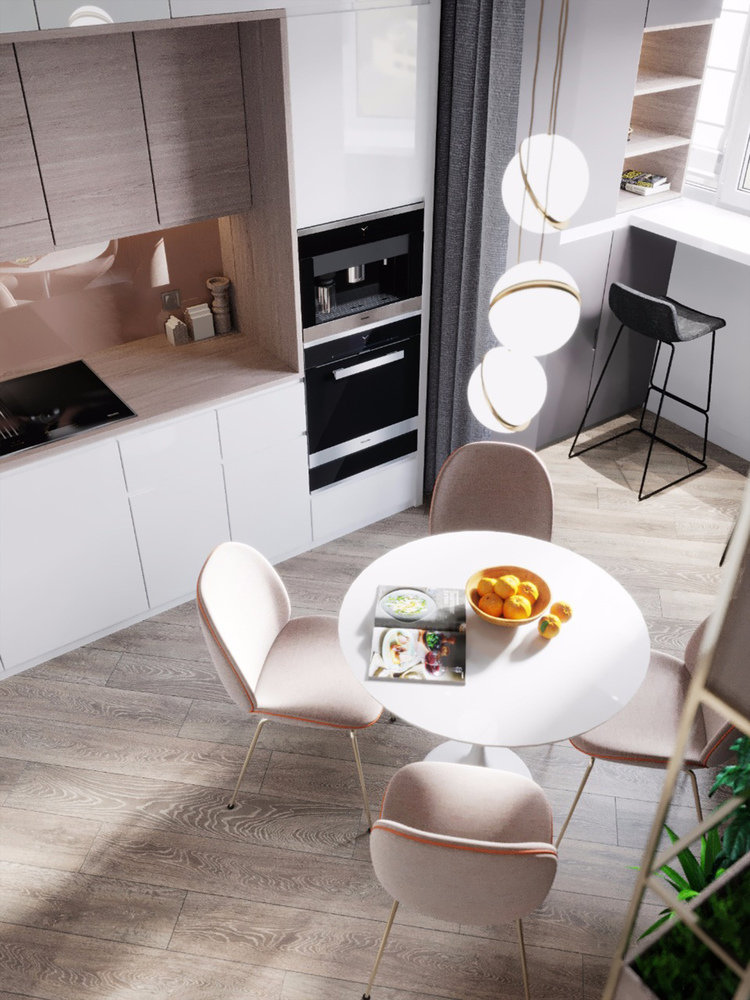 Фотография: Кухня и столовая в стиле Современный, Гостиная, Спальня, Квартира, Miele, Проект дня, Перепланировка, Москва, Серый, Эко, 1 комната, 40-60 метров, Руслан Просвирин, PROSVIRIN DESIGN STUDIO, реечная перегородка в спальне, перегородка-стеллаж, Анна Просвирина – фото на INMYROOM Фотография: Кухня и столовая в стиле Современный, Гостиная, Спальня, Квартира, Miele, Проект дня, Перепланировка, Москва, Серый, Эко, 1 комната, 40-60 метров, Руслан Просвирин, PROSVIRIN DESIGN STUDIO, реечная перегородка в спальне, перегородка-стеллаж, Анна Просвирина – фото на INMYROOM