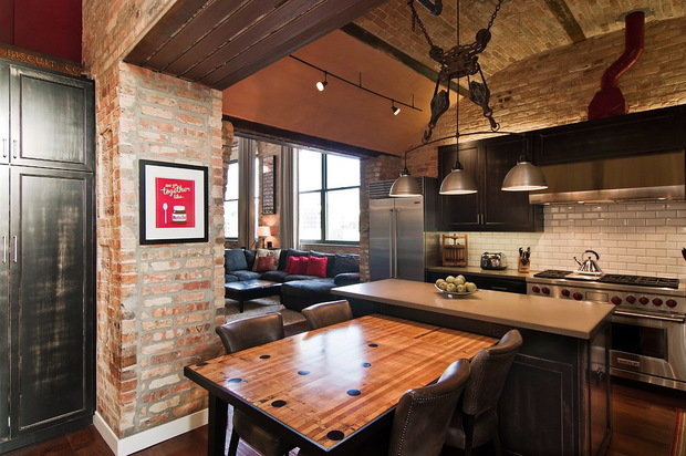 Фотография: Кухня и столовая в стиле Лофт, Квартира, Дома и квартиры – фото на INMYROOM