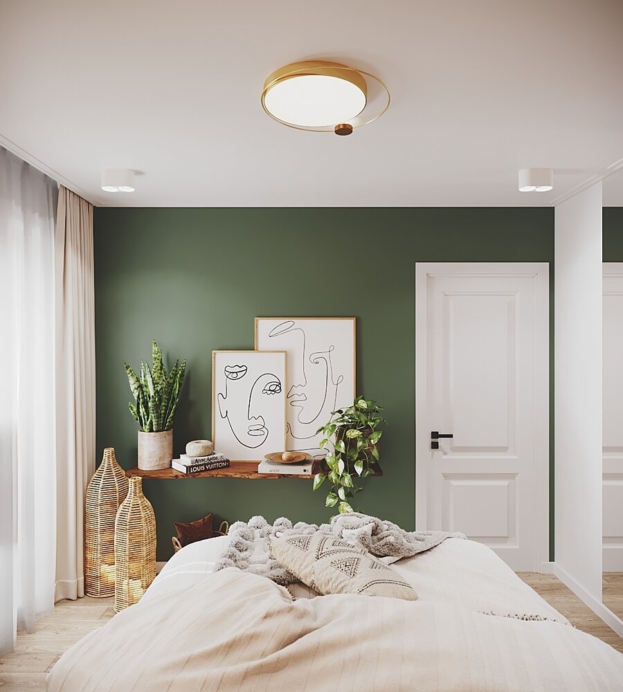 Фотография: Спальня в стиле Скандинавский, Современный, Эклектика, Бохо, Квартира, Проект недели, Москва, 3 комнаты, 60-90 метров, KSInteriors – фото на INMYROOM