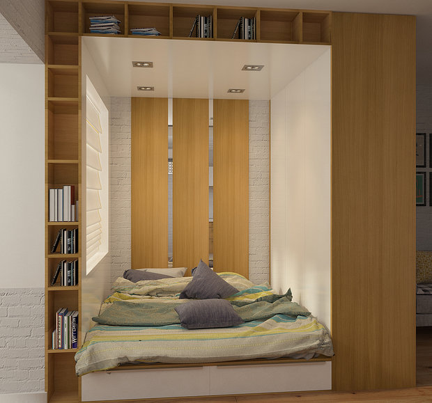 Фотография: Спальня в стиле Лофт, Современный, Скандинавский, Малогабаритная квартира, Квартира, Дома и квартиры, IKEA, Проект дня – фото на INMYROOM