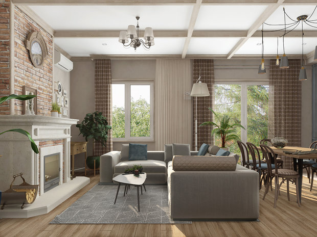 Фотография: Гостиная в стиле Прованс и Кантри, Проект недели, Дом и дача, Новая Москва, Евгения Ермолаева, Таунхаус, Блочный дом, 4 и больше, Более 90 метров, EEDS DESIGN – фото на INMYROOM