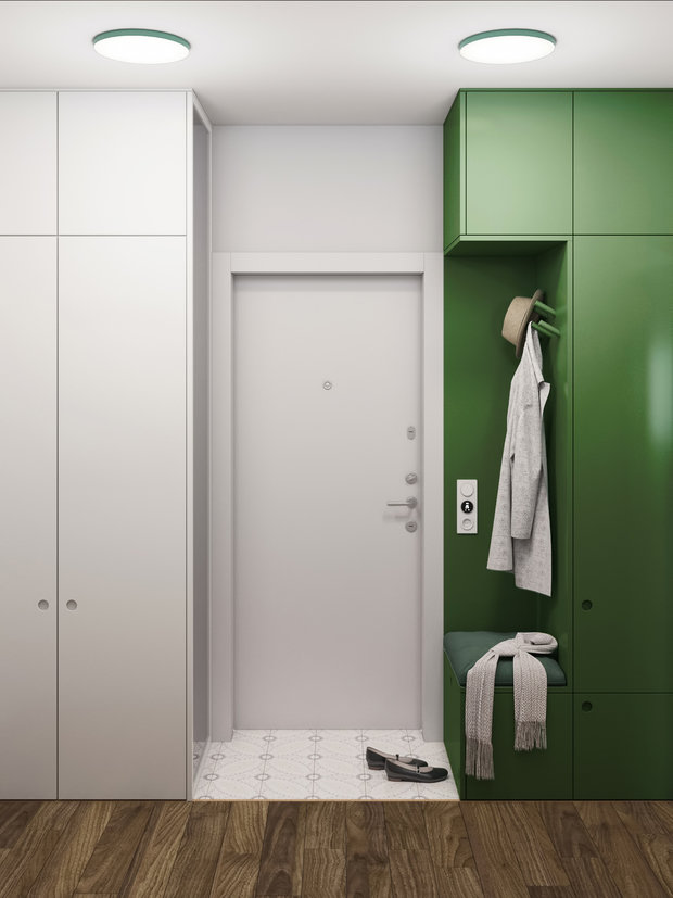 Фотография: Прихожая в стиле Современный, Квартира, Проект недели, Москва, Панельный дом, 2 комнаты, 40-60 метров, Бюро «Общая Площадь», П-44Т – фото на INMYROOM