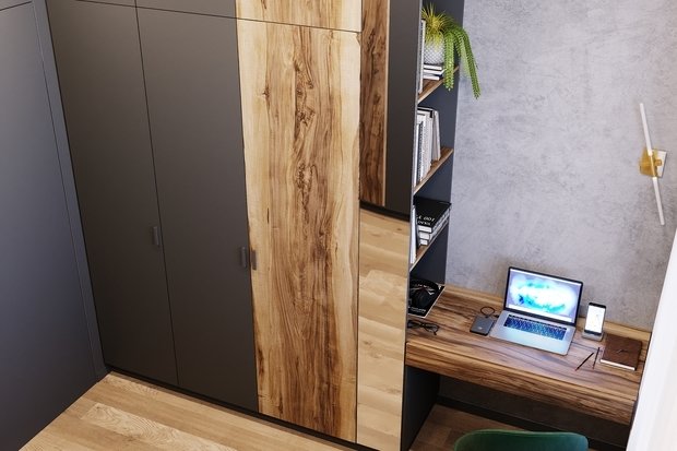 Фотография: Кабинет в стиле Минимализм, Эко, Современный, Квартира, Проект недели, Санкт-Петербург, 3 комнаты, 60-90 метров, Монолитно-кирпичный, Студия 20:18 – фото на INMYROOM