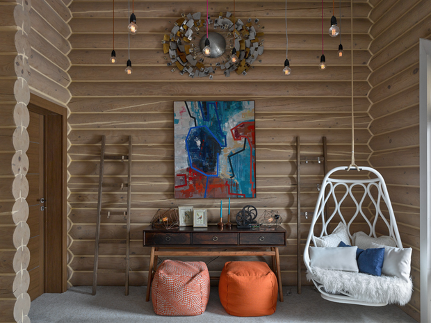 Фотография: Гостиная в стиле Лофт, Эклектика, Дом, Проект недели, Дача, Илья Хомяков, Светлана Хомякова, Московская область, дом из бруса – фото на INMYROOM
