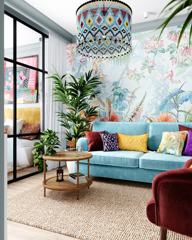 Фотография: Гостиная в стиле Эклектика, Современный, Квартира, Проект недели, Москва, 3 комнаты, 60-90 метров, Inside, Ольга Усачева – фото на INMYROOM