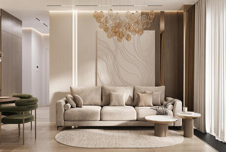 Дизайн-проект квартиры в ЖК «Смоленская застава» с элементами джапанди и экостиля