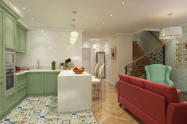 Фото из портфолио Двухэтажная квартира "Уютная Англия" – фотографии дизайна интерьеров на INMYROOM