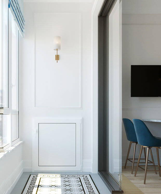 Фотография: Балкон в стиле Классический, Современный, Эклектика, Квартира, Проект недели, Голубой, 1 комната, до 40 метров, энциклопедия_интерьер, Вера Шеверденок – фото на INMYROOM