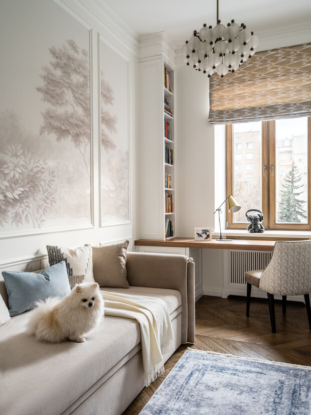 Фотография: Кабинет в стиле Классический, Современный, Эклектика, Квартира, Проект дня, Москва, Кирпичный дом, 4 и больше, Более 90 метров, Елена Маркина, Эксклюзивные проекты – фото на INMYROOM