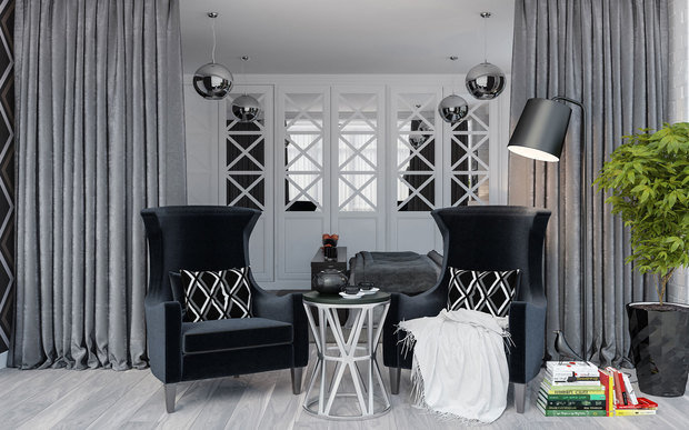 Фотография: Гостиная в стиле Классический, Современный, Квартира, Проект недели, новостройка, Ростов-на-Дону, OM Design, Маргарита Репина, Монолитный дом, 2 комнаты, 60-90 метров – фото на INMYROOM