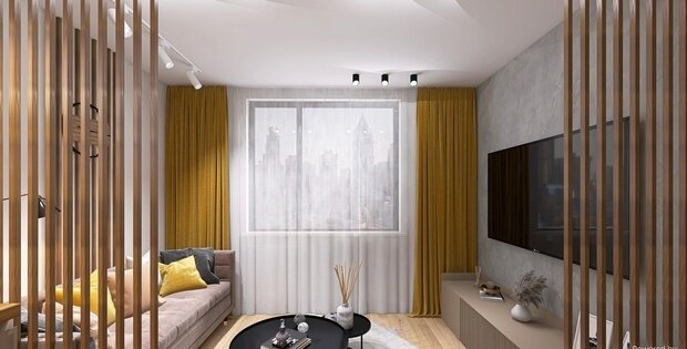 Фото из портфолио Минималистичная кухня-гостиная с элементами лофт – фотографии дизайна интерьеров на INMYROOM