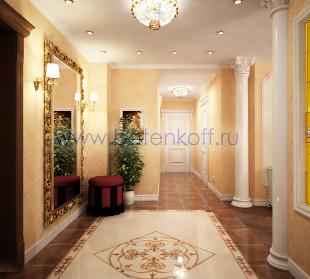 Фото из портфолио Дизайн проект прихожей в классическом стиле на Юмашева от дизайн студии Батенькофф. – фотографии дизайна интерьеров на InMyRoom.ru