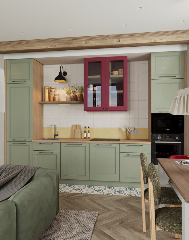 Фотография: Кухня и столовая в стиле Прованс и Кантри, Современный, Эклектика, Квартира, Проект дня, Москва, 1 комната, 40-60 метров, современный с элементами эклектики, фото интерьера, дизайн интерьера фото – фото на INMYROOM