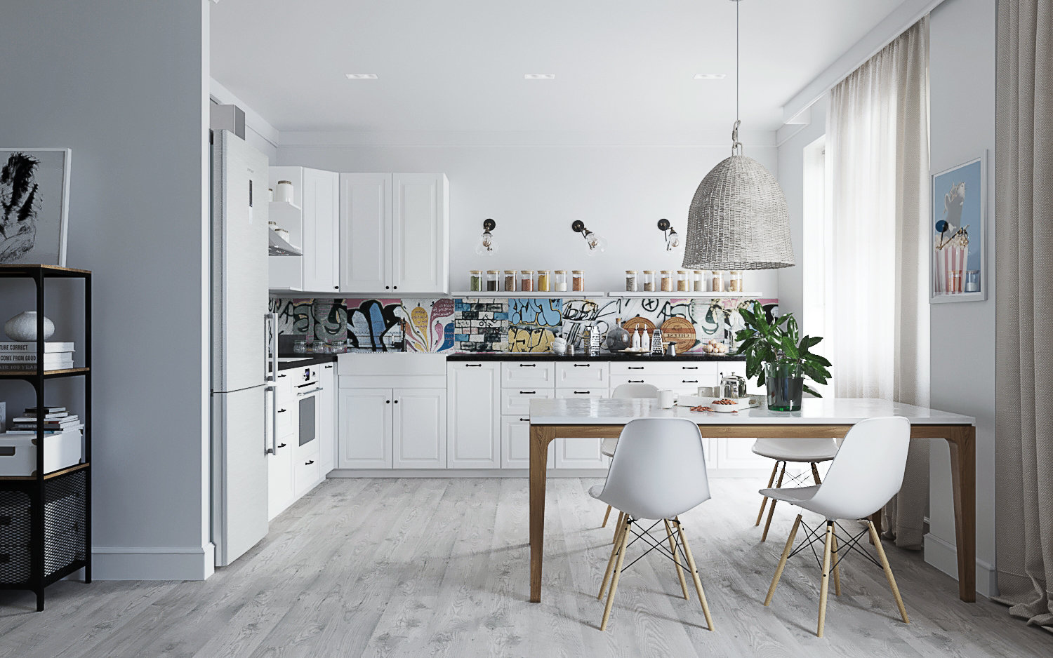 Фотография: Кухня и столовая в стиле Скандинавский, Квартира, Проект недели, Екатеринбург, Монолитный дом, Юлия Калеми, 3 комнаты, 60-90 метров – фото на INMYROOM