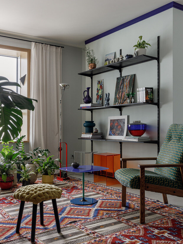 Фотография: Гостиная в стиле Скандинавский, Современный, Эклектика, Квартира, Проект дня, Монолитный дом, 4 и больше, Более 90 метров, Уфа, Лилия Асфандиярова, Винтажный – фото на INMYROOM