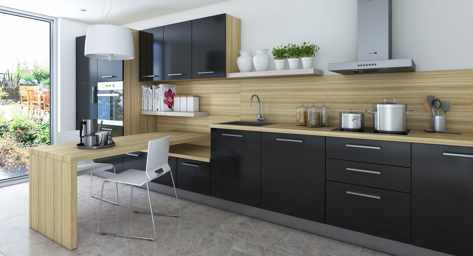 Фотография: Кухня и столовая в стиле Современный, Декор интерьера, Дизайн интерьера, Цвет в интерьере, Черный, Пол – фото на INMYROOM