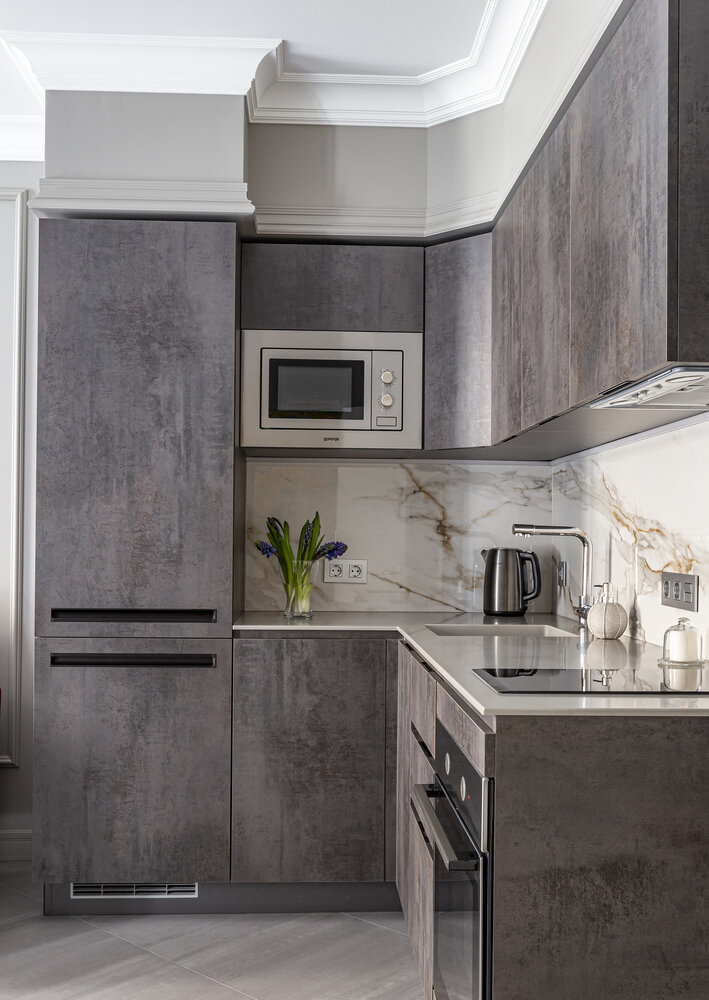 Фотография: Кухня и столовая в стиле Современный, Малогабаритная квартира, Квартира, Проект недели, Санкт-Петербург, Кирпичный дом, 2 комнаты, 40-60 метров, Дарья Ртищева – фото на INMYROOM Фотография: Кухня и столовая в стиле Современный, Малогабаритная квартира, Квартира, Проект недели, Санкт-Петербург, Кирпичный дом, 2 комнаты, 40-60 метров, Дарья Ртищева – фото на INMYROOM