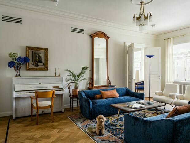 Фотография: Гостиная в стиле Классический, Современный, Эклектика, Квартира, Проект дня, Москва, 4 и больше, Более 90 метров, Елена Учаева – фото на INMYROOM